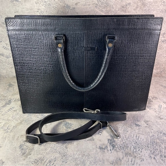 Jean Paul Gaultier 90s Vintage Black Leather Structured Portfolio - Picture 10 of 16